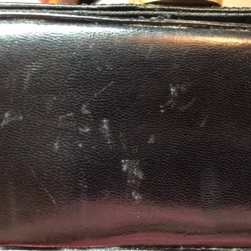 VINTAGE RODO Black Leather w/Gold Trim Italian Shoulder Bag
